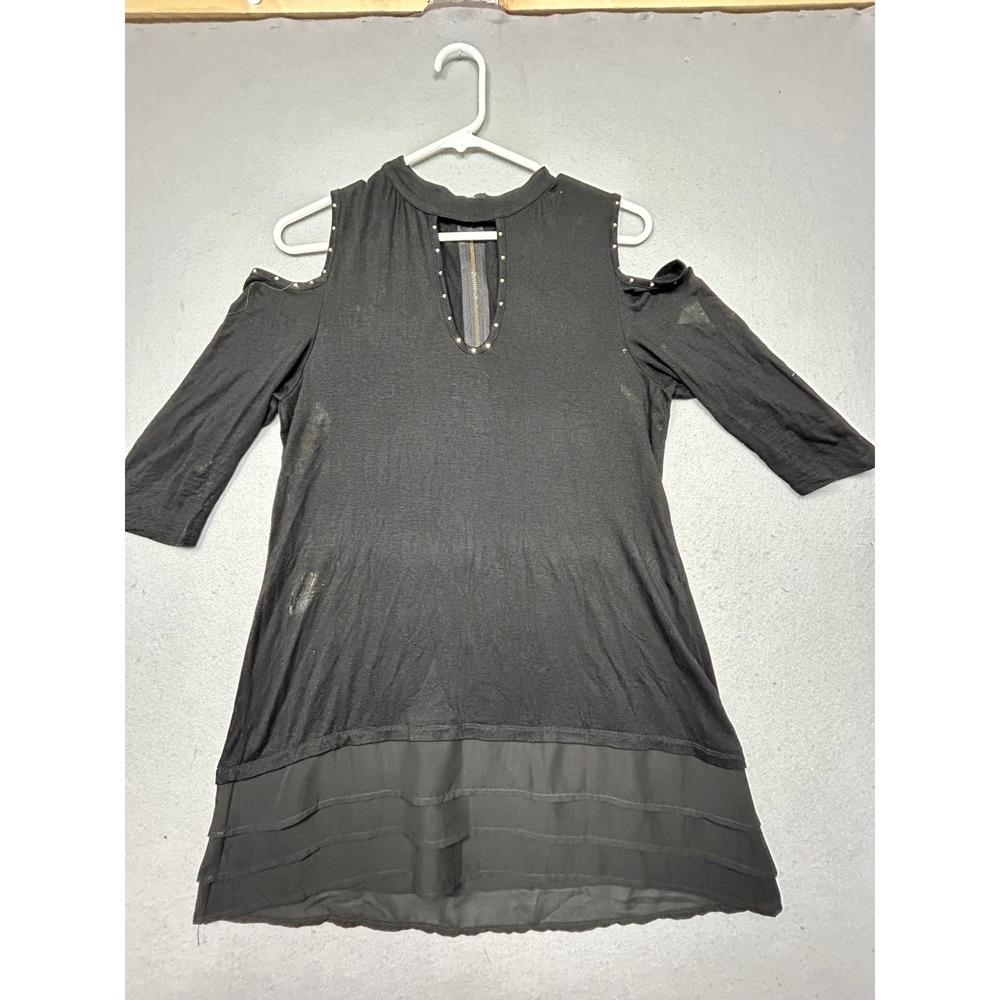Belldini Cold Shoulder Top Jersey Chiffon Black Medium Womens